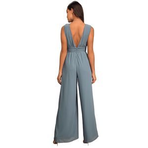 Lulu’s Divine Muse Slate Blue Wide-Leg Jumpsuit